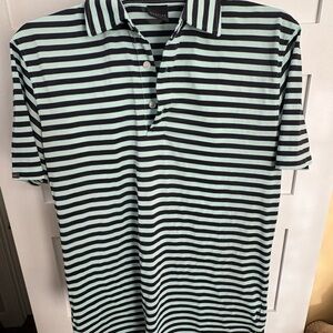 Dunning Golf Mint and Black Striped Polo Shirt